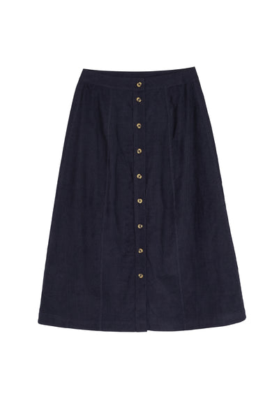 Navy Cotton A-Line Skirt