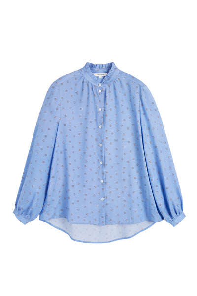 Baby-Blue Cotton Star Print Shirt