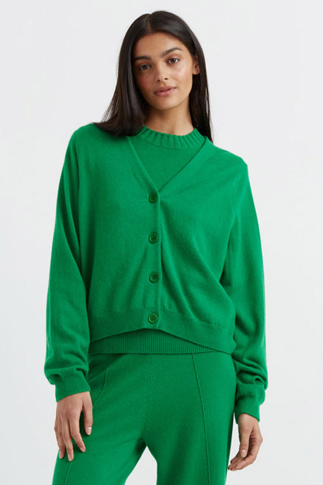 Forest-Green Wool-Cashmere Cropped Cardigan image 1