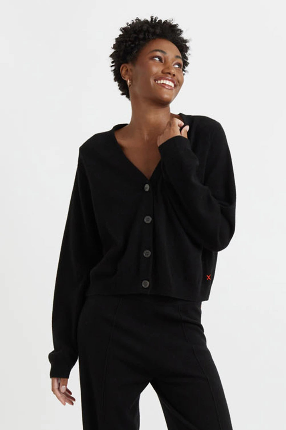 Black Wool-Cashmere Cropped Cardigan - Chinti & Parker UK