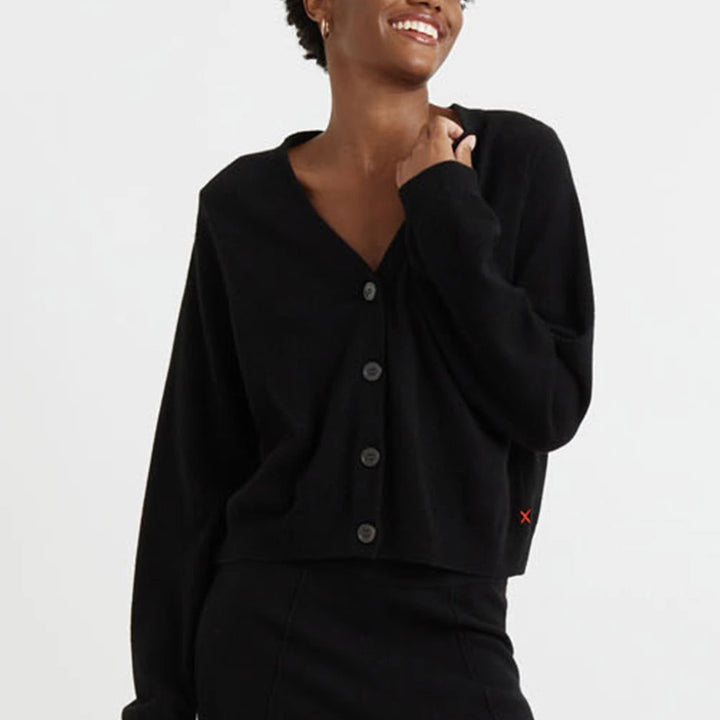 Black Wool-Cashmere Cropped Cardigan - Chinti & Parker UK