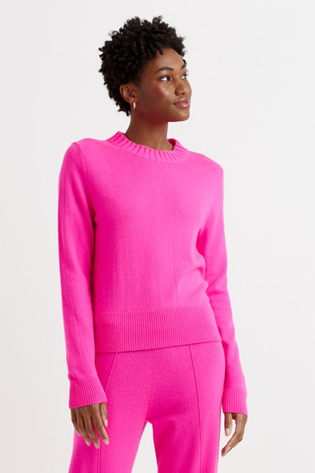 Fuchsia Wool-Cashmere Cropped Sweater image 1