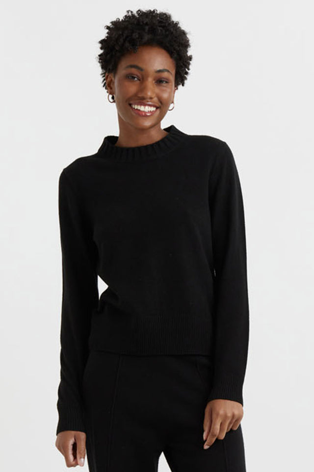 Black Wool-Cashmere Cropped Sweater image 1