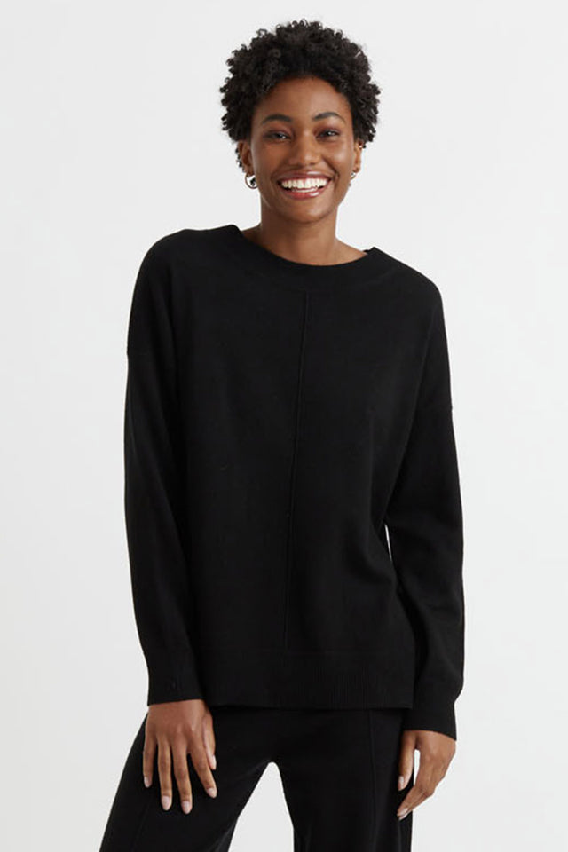 Black Wool-Cashmere Slouchy Sweater image 1