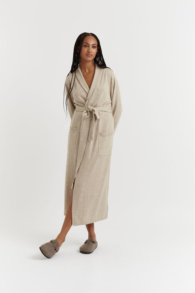 Oatmeal Wool-Cashmere Dressing Gown image 1