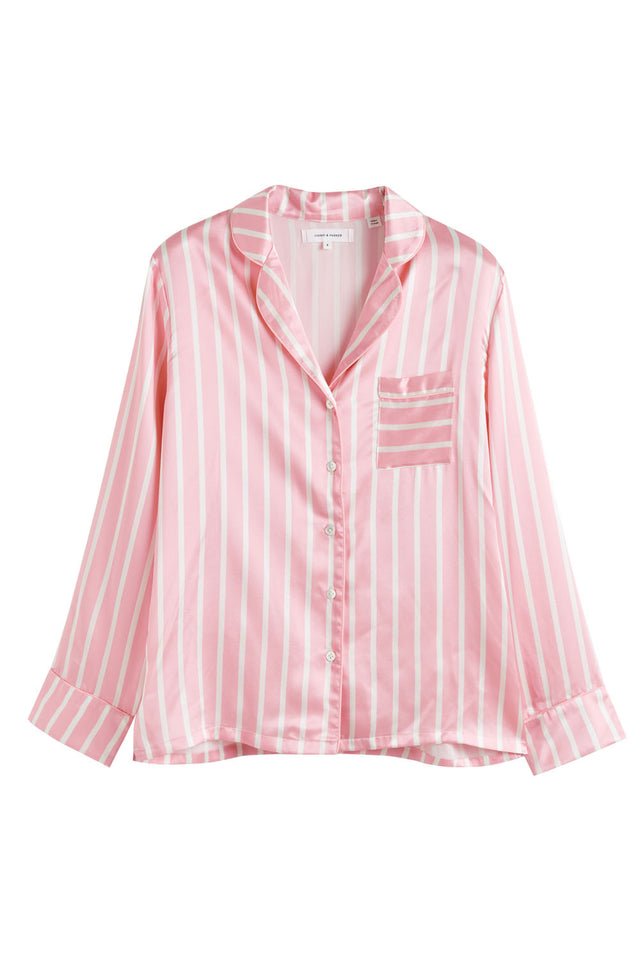 Powder-Pink Silk Striped Pyjamas image 3