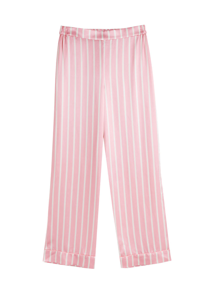 Powder-Pink Silk Striped Pyjamas image 4
