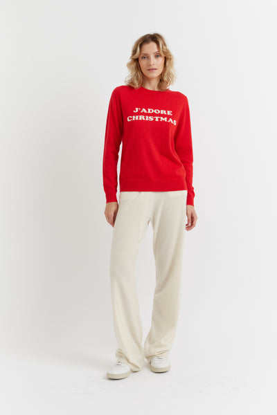 Red Wool-Cashmere J'Adore Christmas Sweater