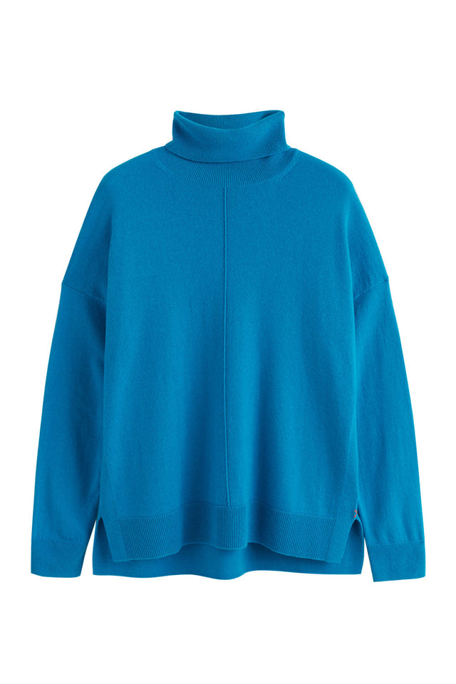 Teal Wool-Cashmere Relaxed Rollneck Sweater image 2