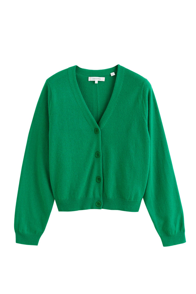Forest-Green Wool-Cashmere Cropped Cardigan image 2