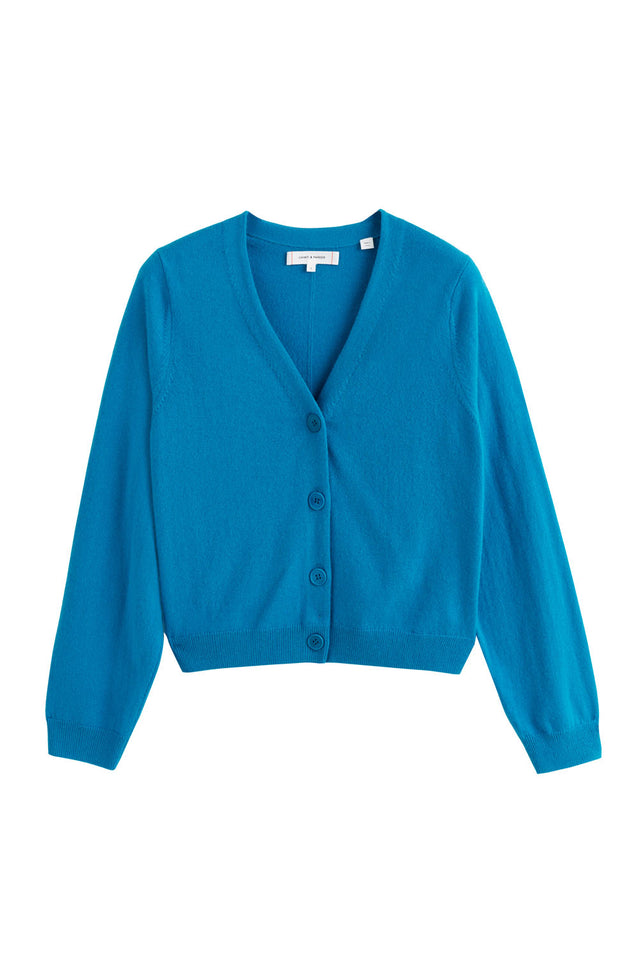 Teal Wool-Cashmere Cropped Cardigan image 2