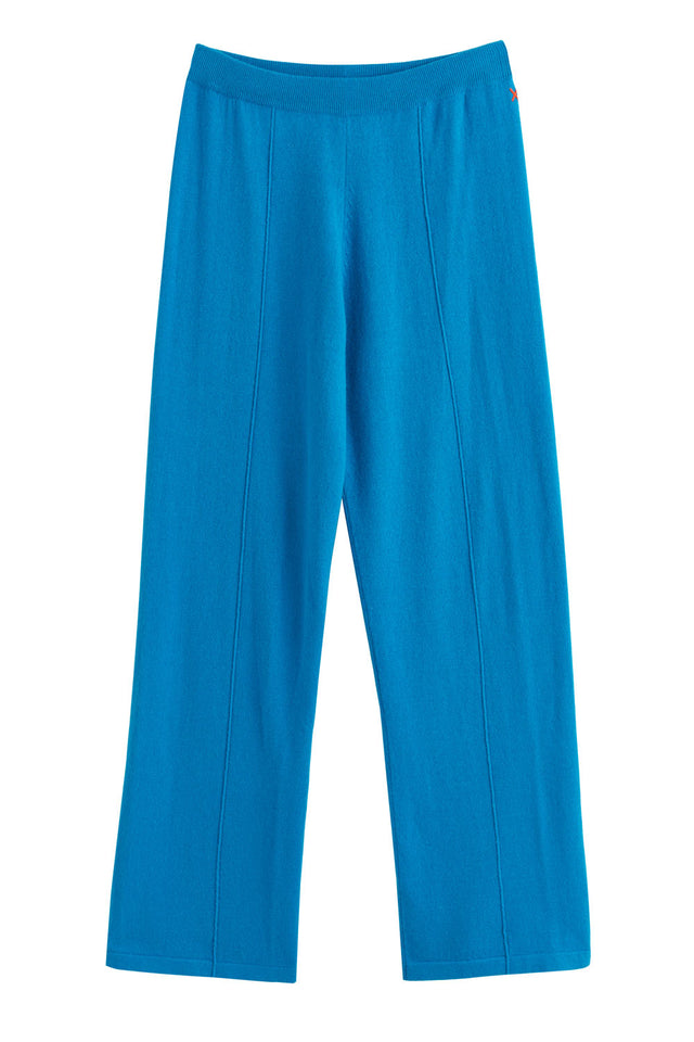 Teal Wool-Cashmere Wide-Leg Track Pants image 2