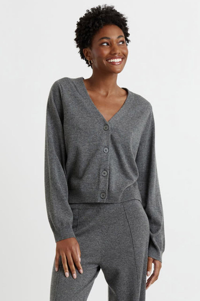 Grey Wool-Cashmere Cropped Cardigan - Chinti & Parker UK