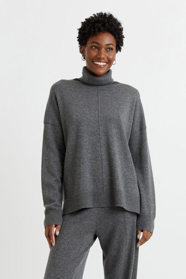 Dark-Grey Wool-Cashmere Rollneck Sweater image 1
