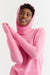 Flamingo-Pink Wool-Cashmere Ribbed Fingerless Gloves