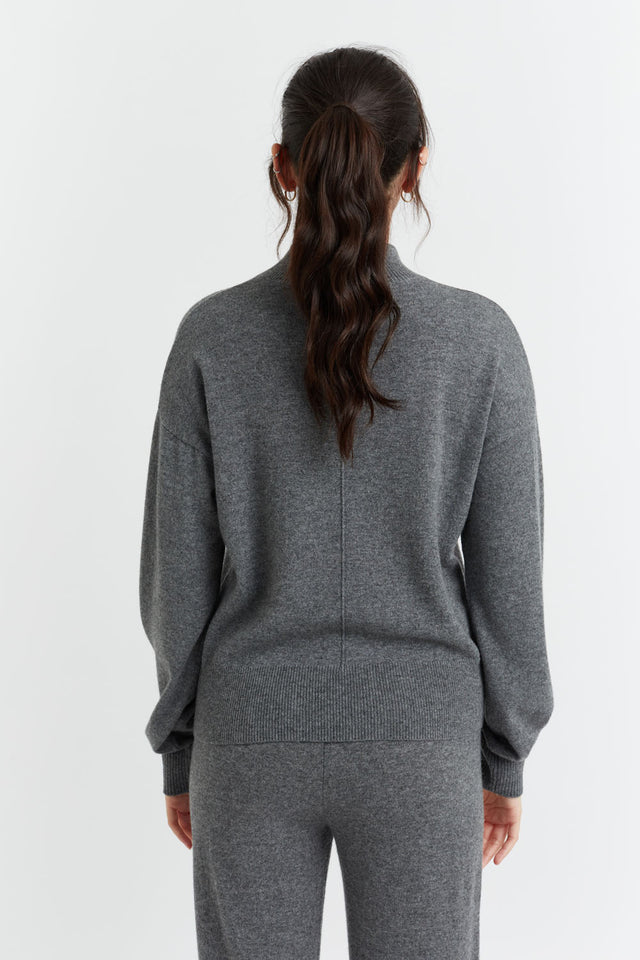 Dark-Grey Wool-Cashmere Bell Sleeve Sweater image 3