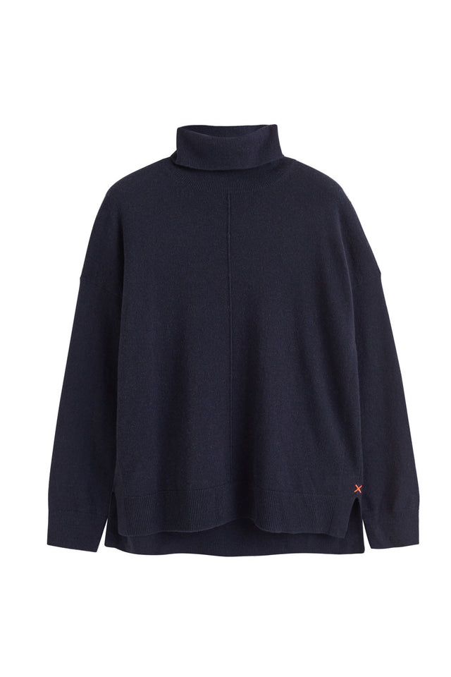 Navy Wool-Cashmere Rollneck Sweater image 2