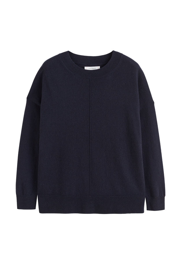 Navy Wool-Cashmere Slouchy Sweater image 2