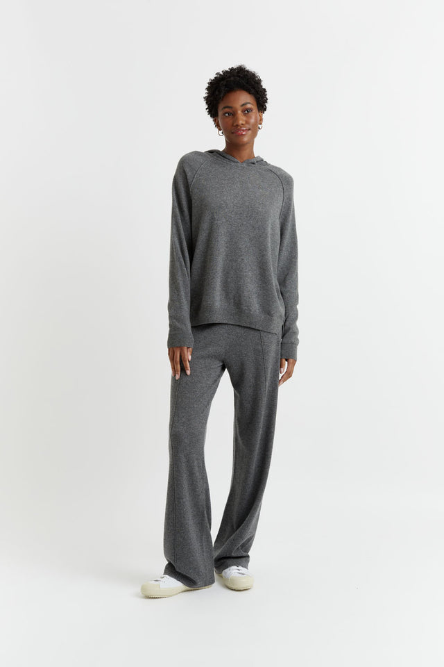 Dark-Grey Wool-Cashmere Wide-Leg Track Pants image 1