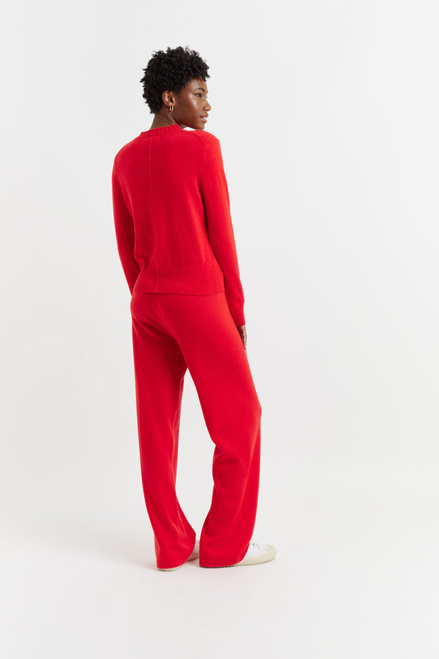 Bright-Red Wool-Cashmere Cropped Sweater image 3