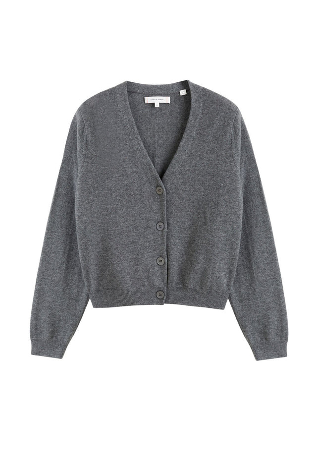 Dark-Grey Wool-Cashmere Cropped Cardigan – Chinti & Parker UK