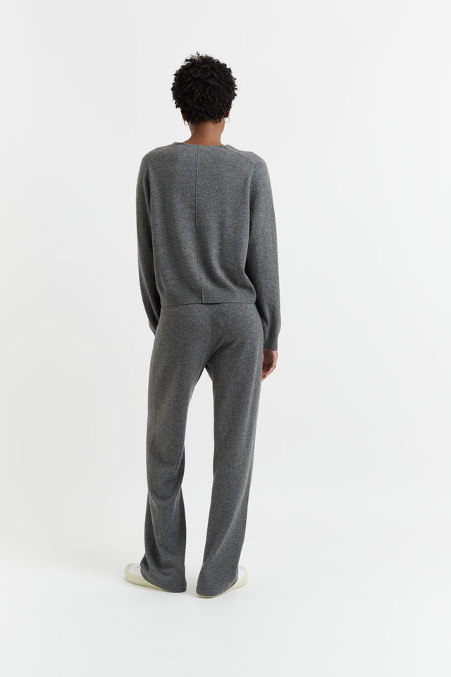 Dark-Grey Wool-Cashmere Cropped Cardigan image 3