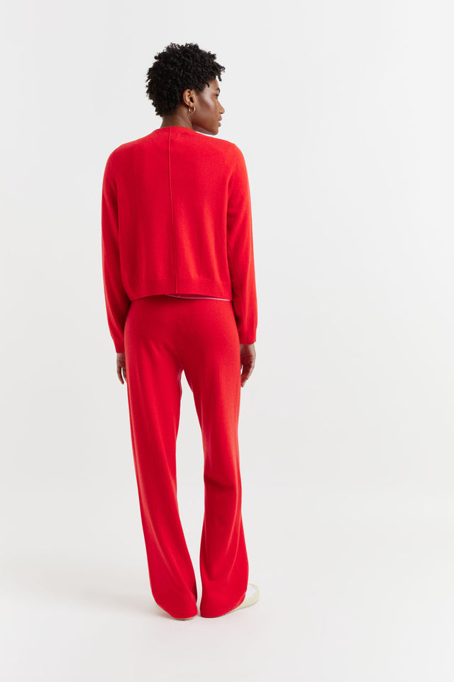 Bright-Red Wool-Cashmere Cropped Cardigan image 3