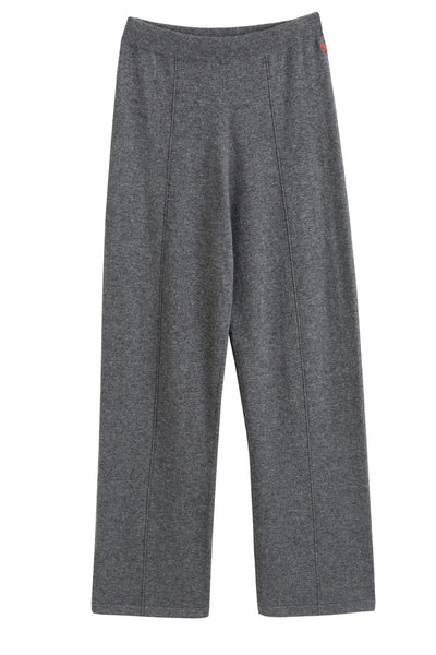 Grey Wool-Cashmere Wide-Leg Track Pants