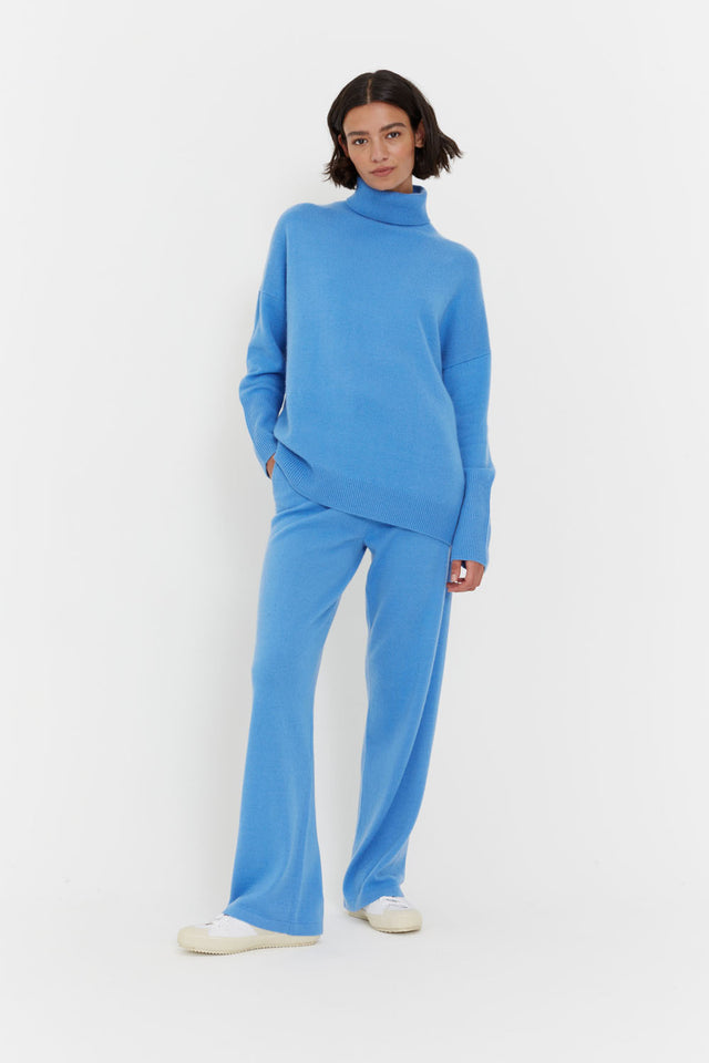 Sky-Blue Cashmere Rollneck Sweater image 3