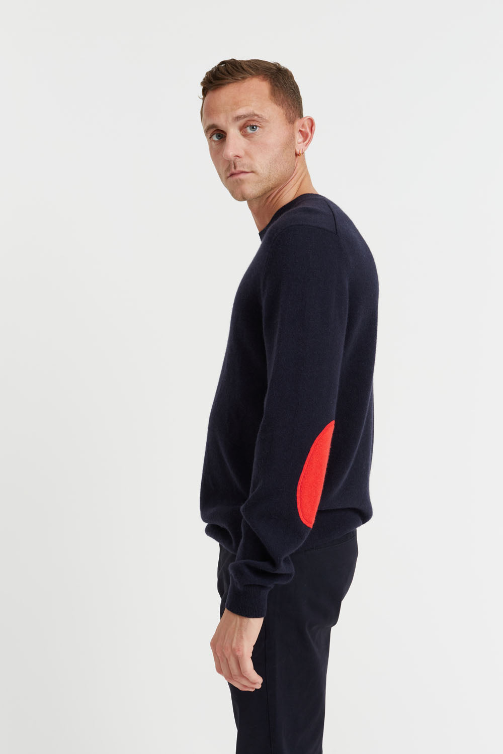 Navy Cashmere Elbow Patch Men's Sweater – Chinti & Parker UK
