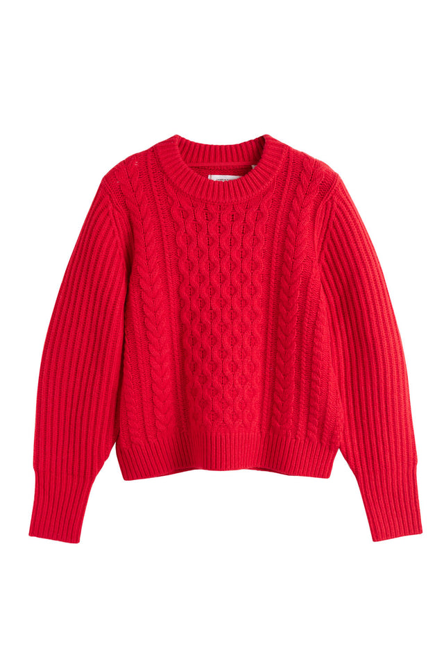 Red Wool Aran Sweater image 2