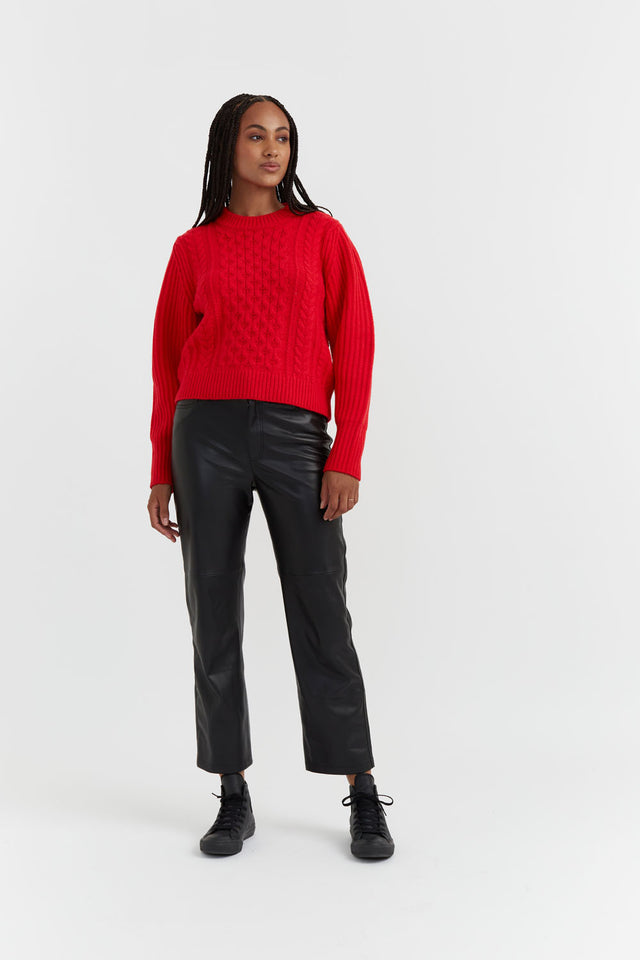 Red Wool Aran Sweater image 1