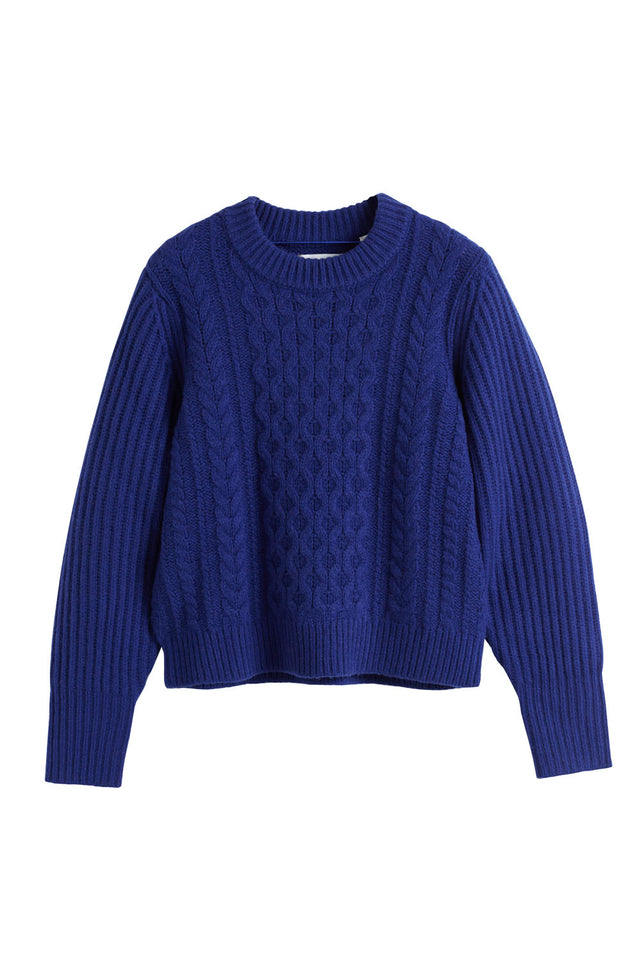 Blue Wool Aran Sweater image 2