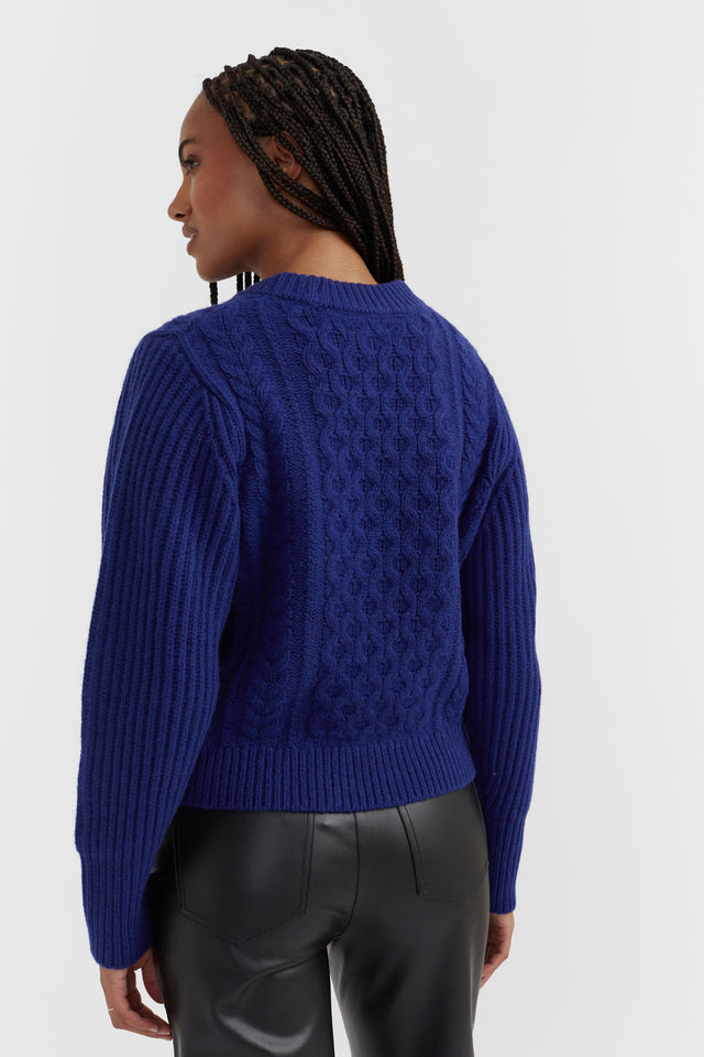 Blue Wool Aran Sweater image 3