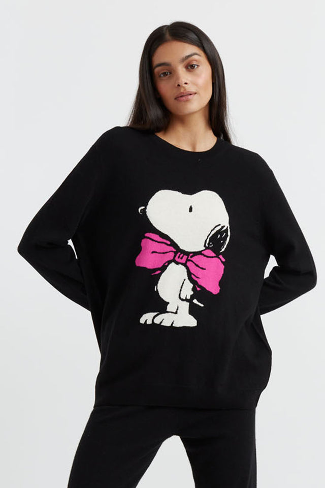 Black Snoopy Bow Wool-Cashmere Sweater image 1
