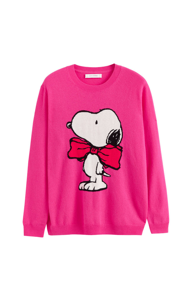 Fuchsia Snoopy Bow Wool-Cashmere Sweater image 2