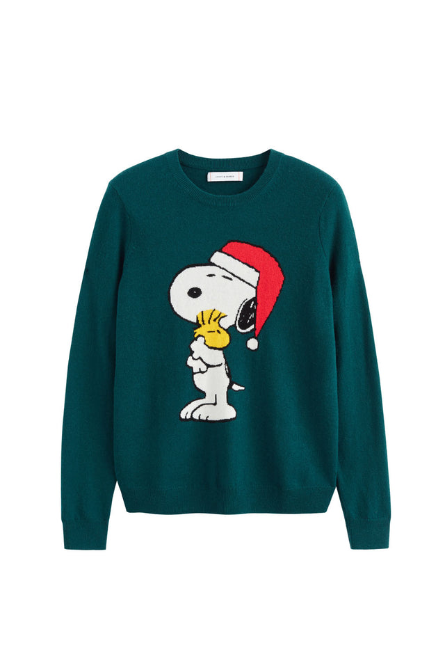 Green Snoopy Santa Wool-Cashmere Sweater image 2