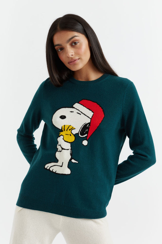 Green Snoopy Santa Wool-Cashmere Sweater image 1