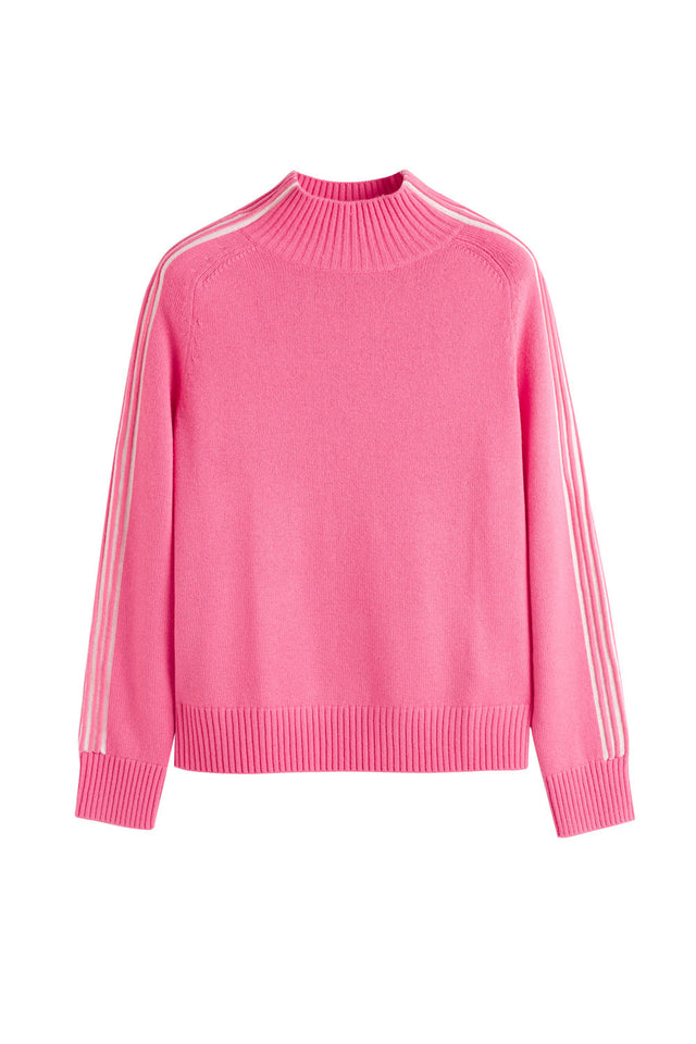 Bright-Pink Ripple Stitch Wool-Cashmere Sweater image 2