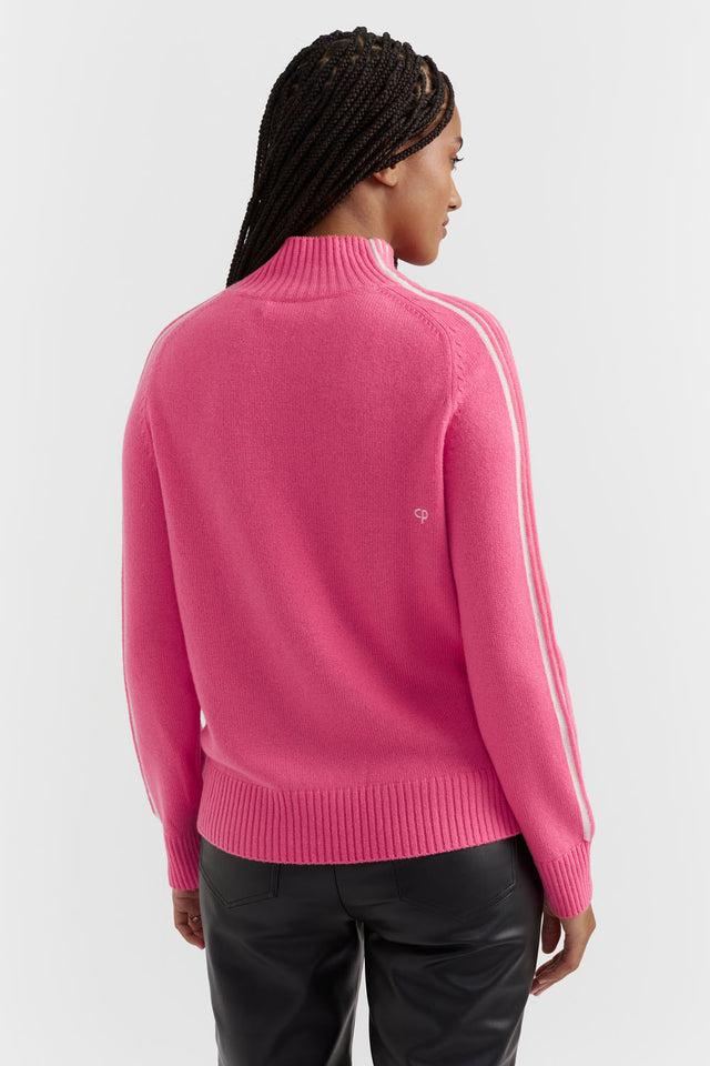 Bright-Pink Ripple Stitch Wool-Cashmere Sweater image 3