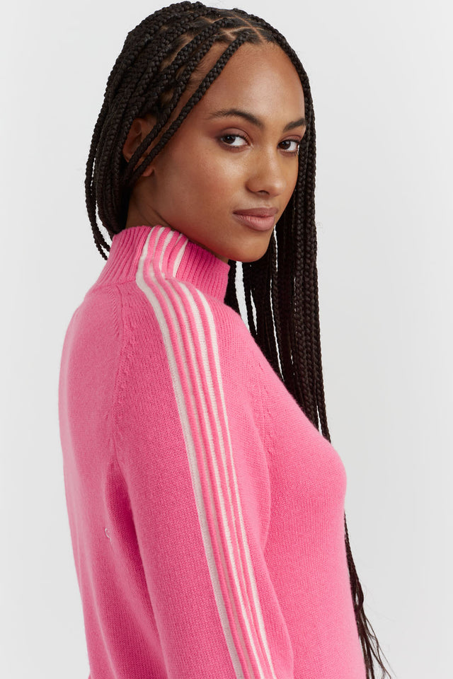 Bright-Pink Ripple Stitch Wool-Cashmere Sweater image 1