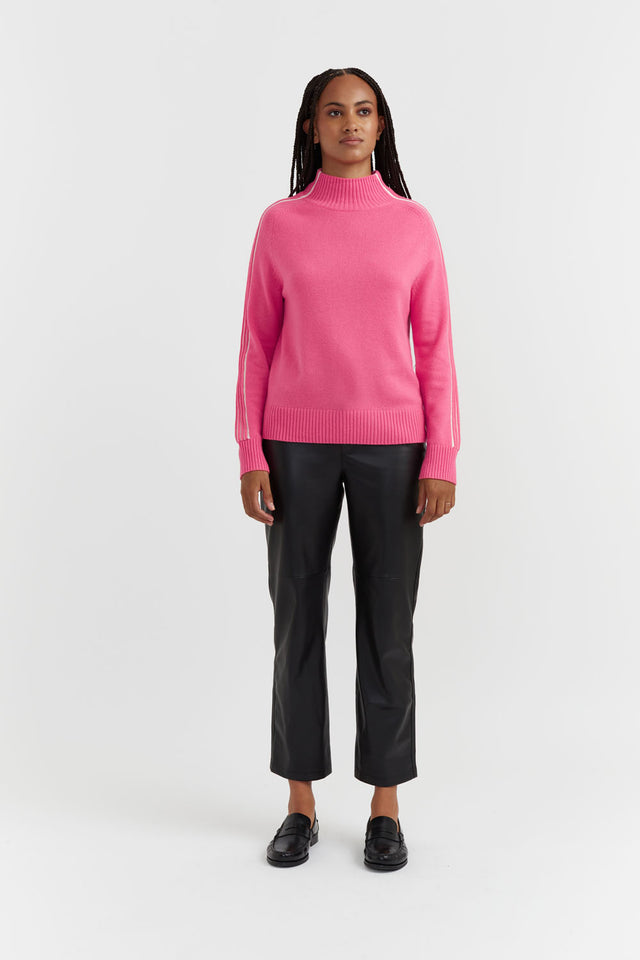 Bright-Pink Ripple Stitch Wool-Cashmere Sweater image 4