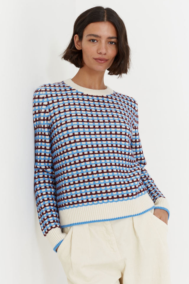 Cream Wool-Cashmere Textured Sweater image 1