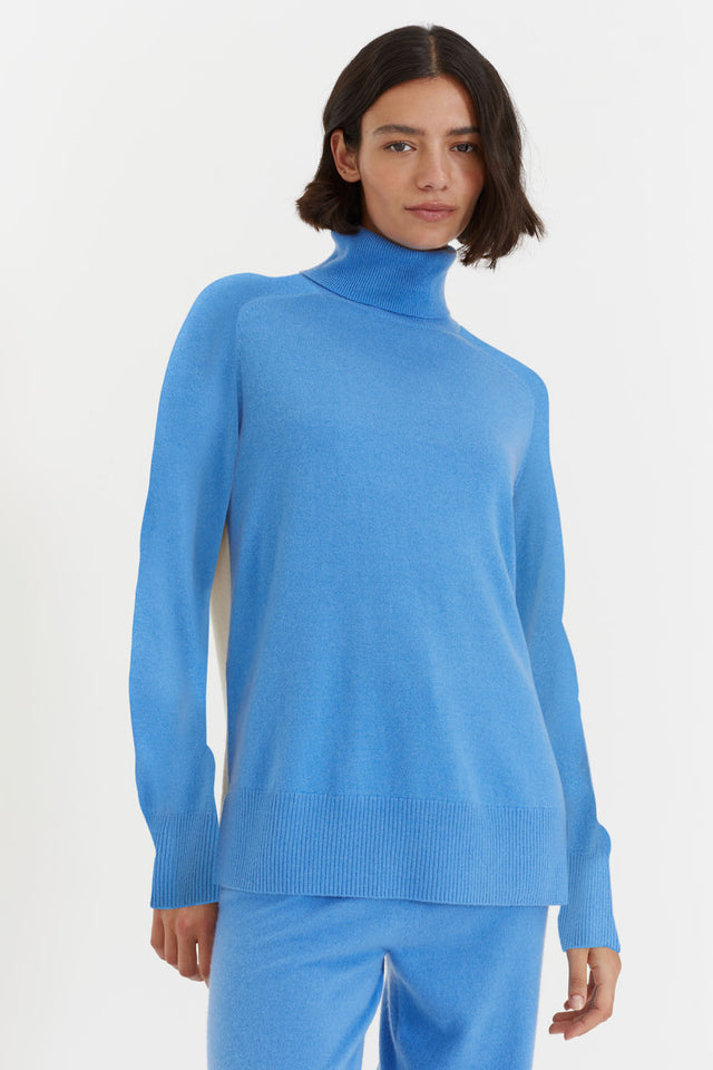 Sky-Blue Wool-Cashmere Rollneck Sweater image 4