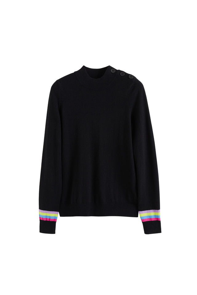 Black Wool-Cashmere Varsity Sweater image 2