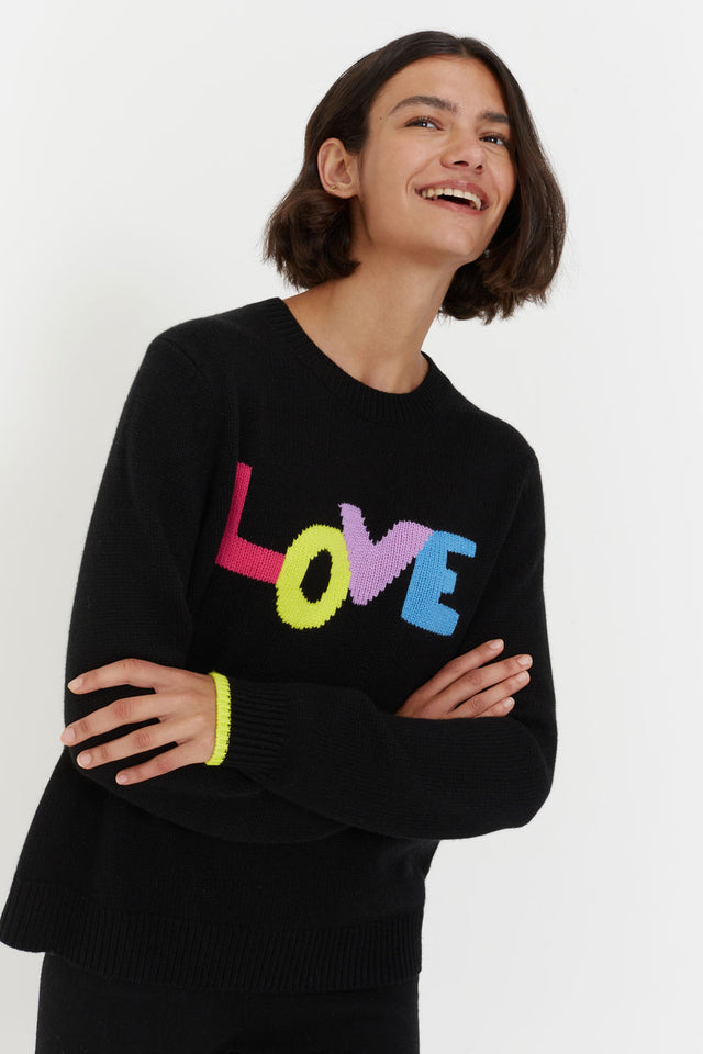 Black Wool-Cashmere Love Sweater image 4