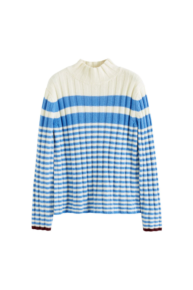 Cream Wool-Cashmere Retro Stripe Sweater image 2