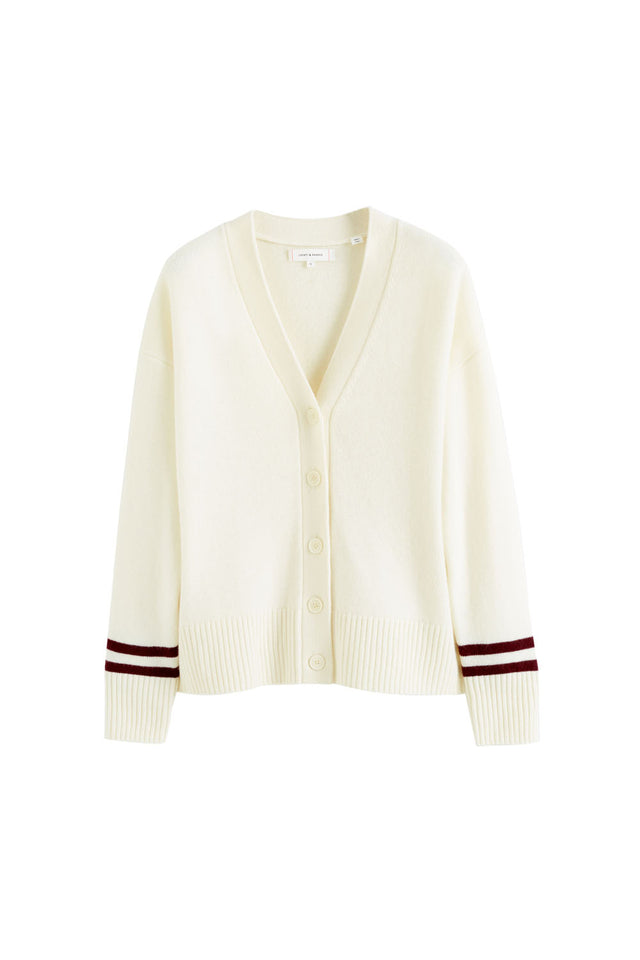 Cream Wool-Cashmere Varsity Cardigan image 2