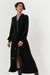 Black Merino Wool Belted Shirt Dress