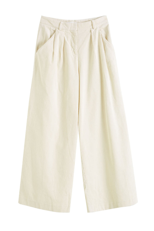 Cream Corduroy Relaxed Trousers image 2